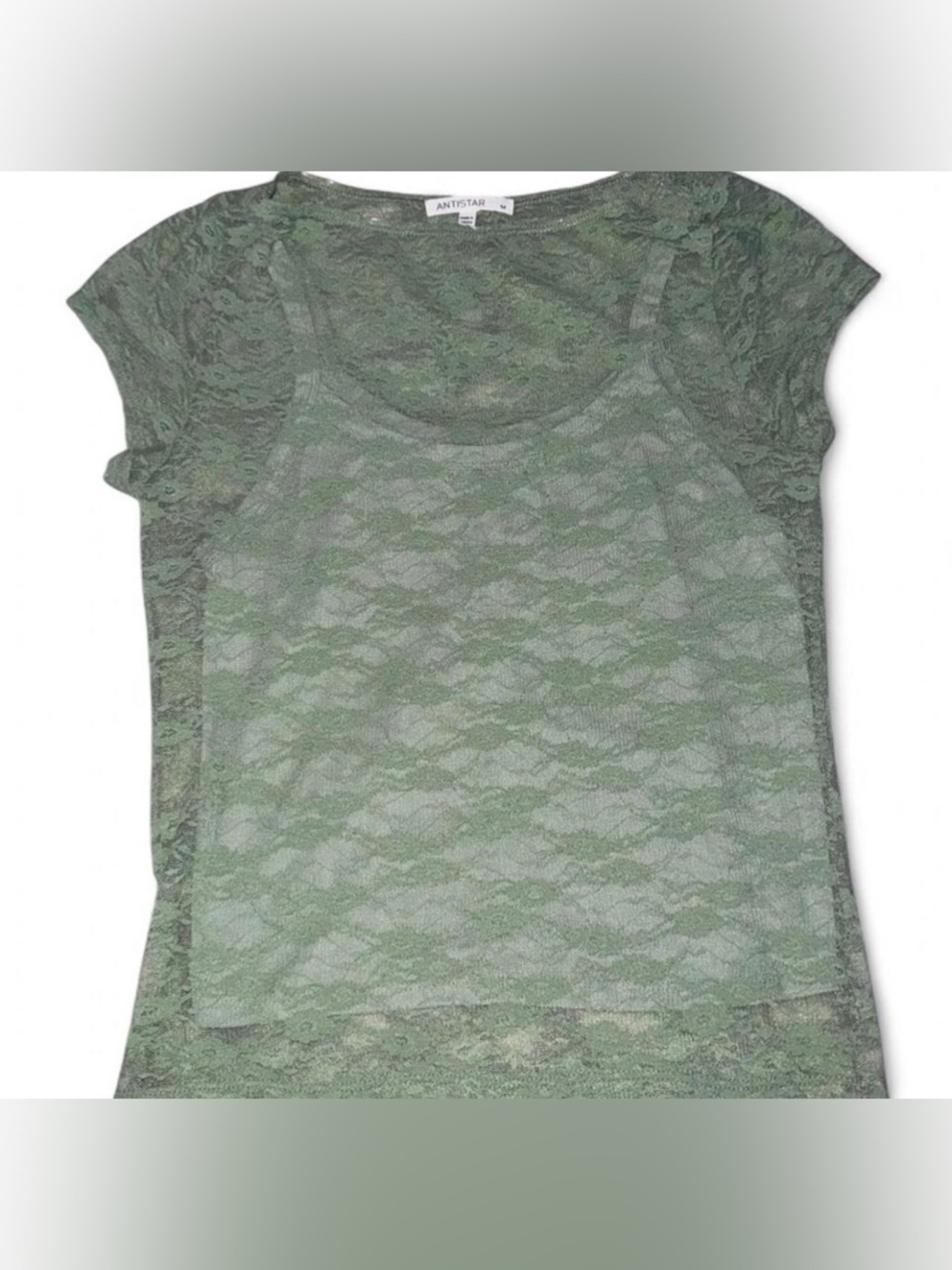 Antistar Olive Green Lace Top size M